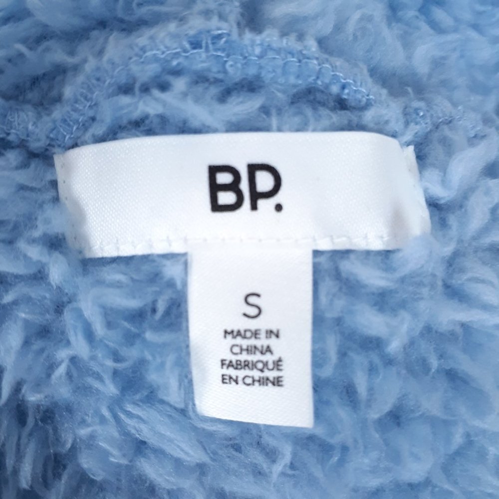 BP Womens Soft Sherpa Hoodie S 1/4 Zip Blue White 561A - Picture 4 of 5